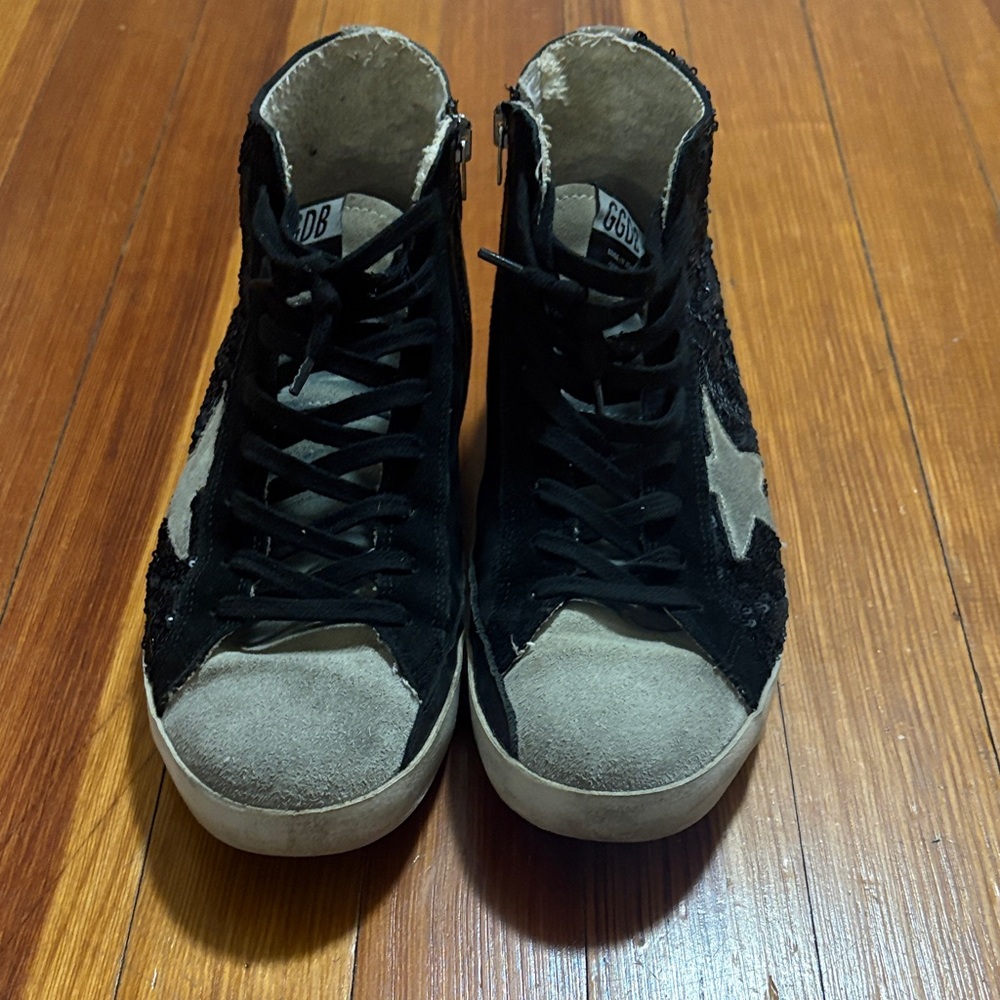 Golden Goose Francy Black and Silve flip Sequin High-Tops